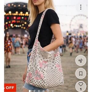 Free People Gauze Floral Market Place Tote Shopping Beach Bag